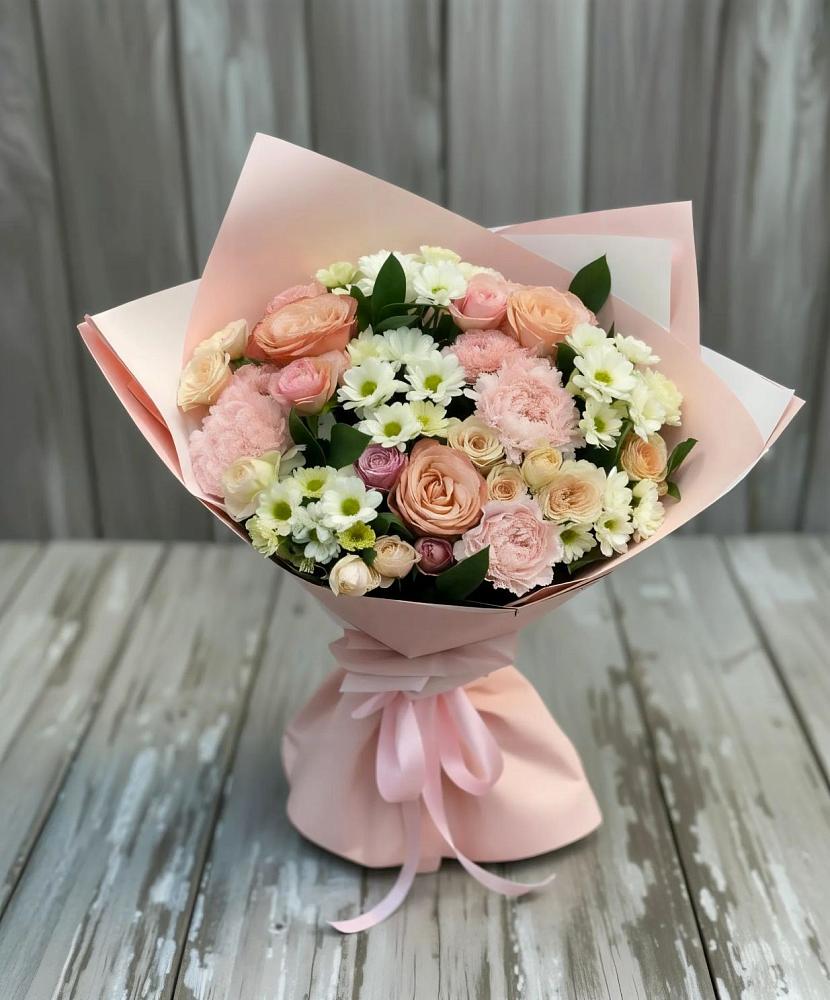 Букет цветов из: Гвоздики, Розы и Хризантемы в Васильевское