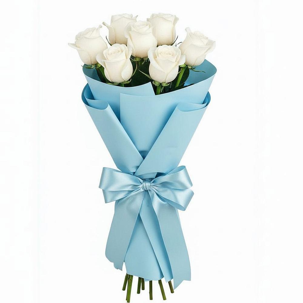 Букет 7 белых роз Проуд в Васильевское