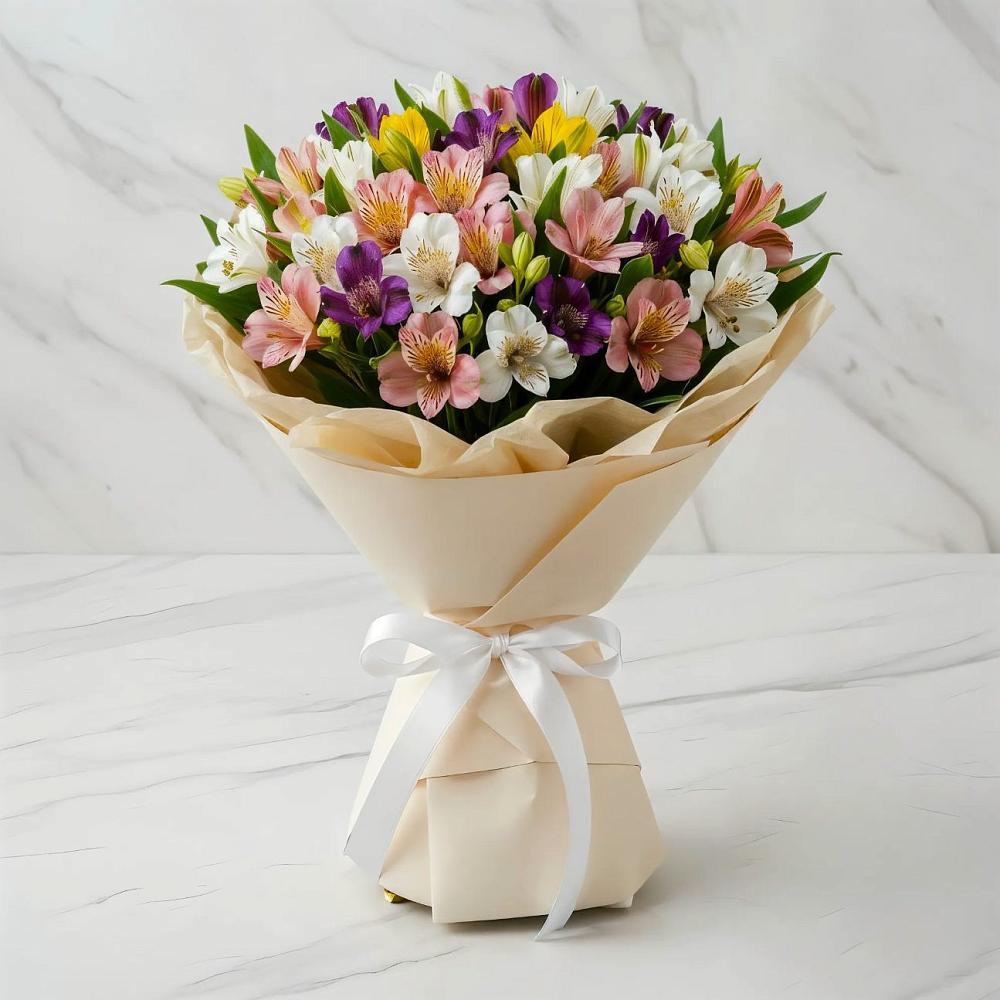 Букет цветов из: Альстромерии в Васильевское