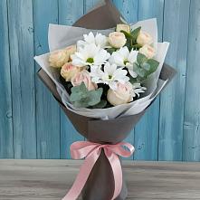 Букет цветов из:  Хризантемы и Розы в Васильевское