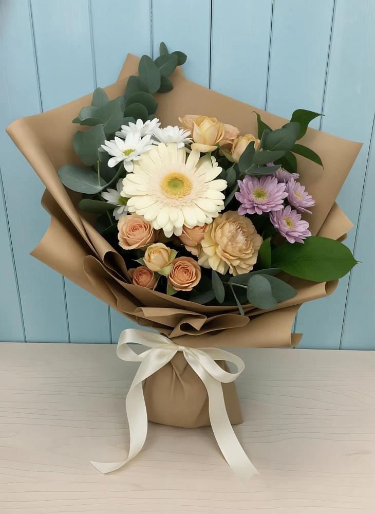 Букет цветов из: Герберы и Хризантемы в Васильевское