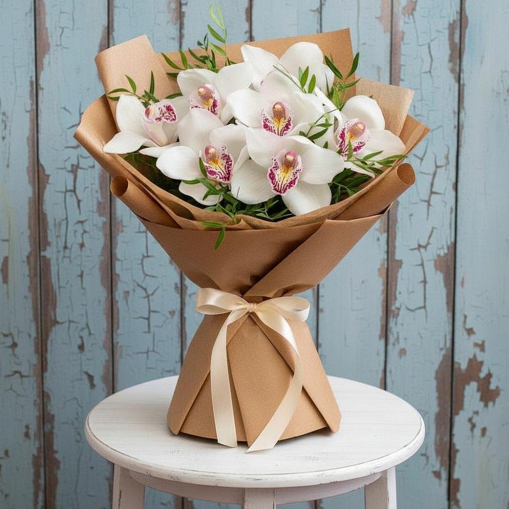 Букет цветов из: Орхидеи и Розы в Васильевское