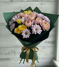 Букет цветов из:  Хризантемы и Розы в Васильевское