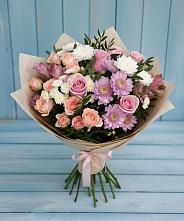 Букет цветов из:  Хризантемы, Розы и Альстромерии #REPLACE_PRED# Васильевское