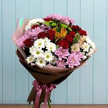 Букет цветов из:  Розы, Хризантемы и Альстромерии в Васильевское