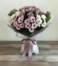 Букет цветов из:  Хризантемы и Розы в Васильевское