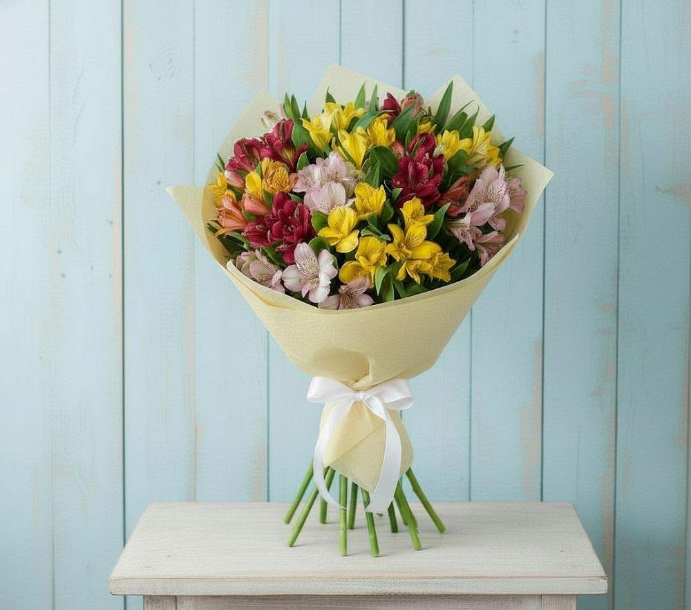 Букет цветов из: Альстромерии в Васильевское