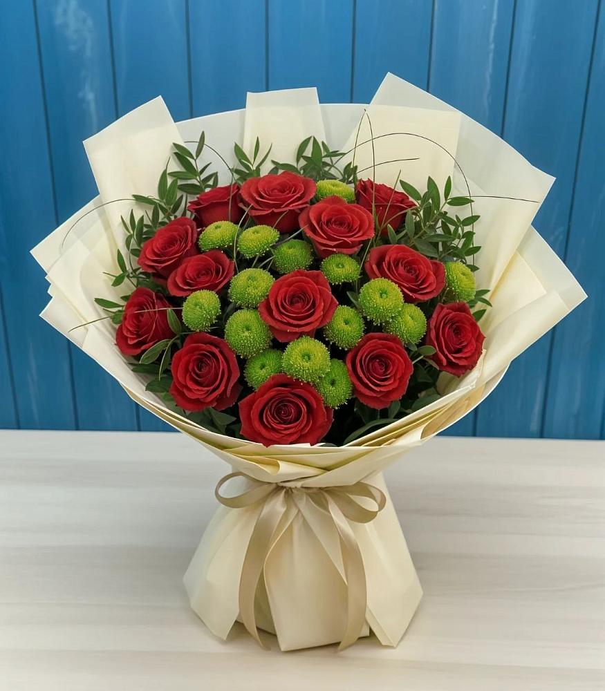 Букет цветов из: Розы и Хризантемы в Васильевское